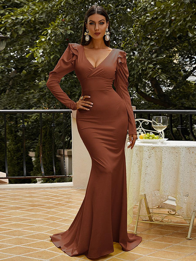 Stylish beautiful dress | Puff Sleeve Mermaid Maxi Dress - Ideal for special occasions