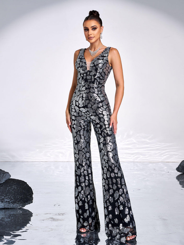 Sleeveless Cutout Sequin Jumpsuits - Stylish beautiful dress for special occasions | Buy Online