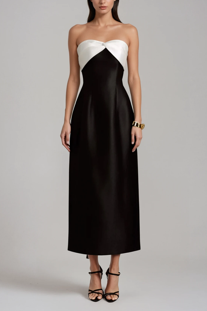 Stylish beautiful dress | Daniele Strapless Bow Satin Maxi Dress - Ideal for special occasions
