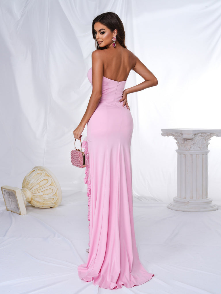 Shop  beautiful dress - Perfect for special occasions | Tube Top Lace Side Hem Split Dress RM21539