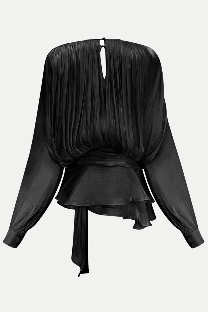 Stylish black dress | Anzay Pleated Ruffled Hem Mini Dress - Black - Ideal for special occasions