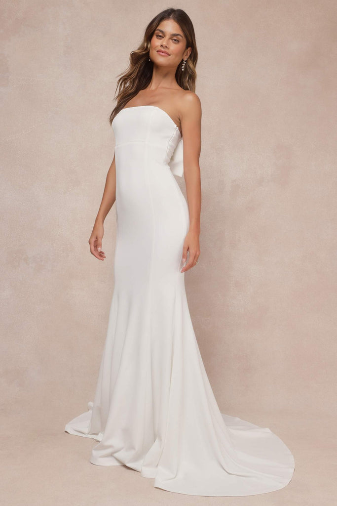 Shop  white dress - Perfect for special occasions | White Strapless Bow Mermaid Maxi Dress