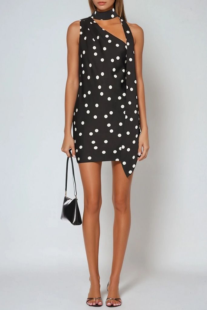 Stylish beautiful dress | Danijel Dot Scarf Mini Dress - Ideal for special occasions