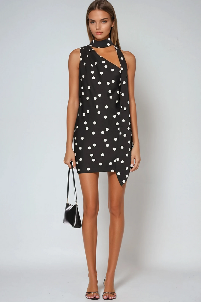 Stylish beautiful dress | Danijel Dot Scarf Mini Dress - Ideal for special occasions