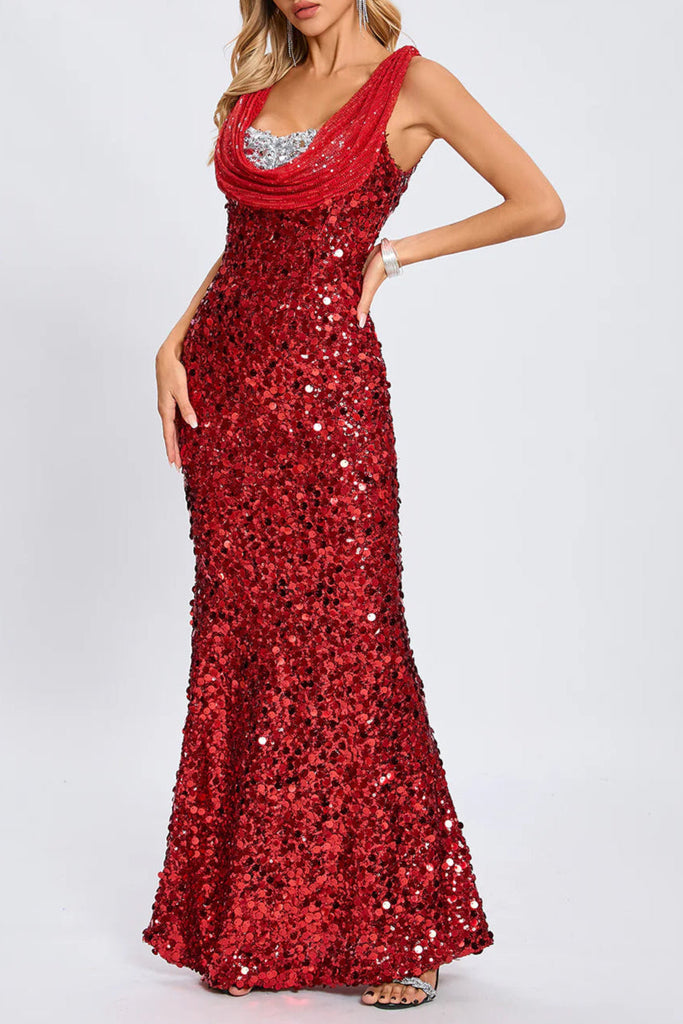 sleeveless sequin maxi dress in red - Stylish red dress for special occasions | Buy Online
