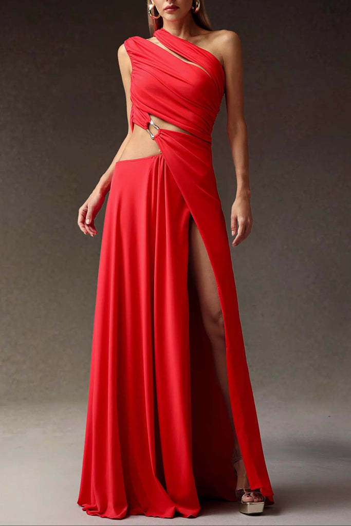 Shop  red dress - Perfect for special occasions | florence High Slit Hollowed-out Maxi Dress in red
