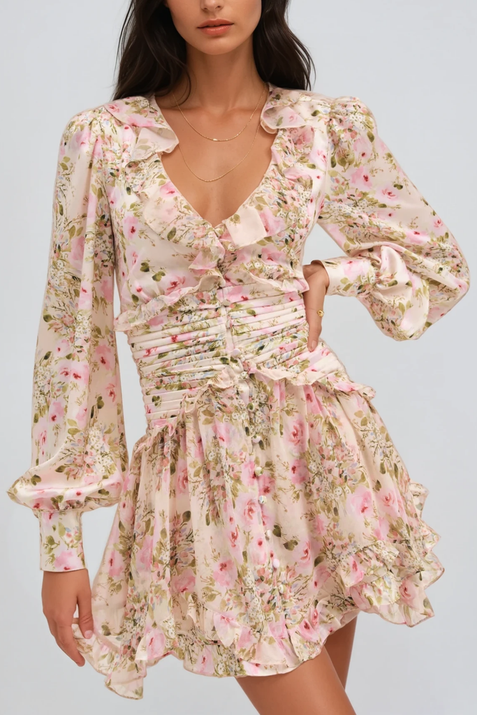 Stylish beautiful dress | Dasha Floral Plunge Mini Dress - Ideal for special occasions