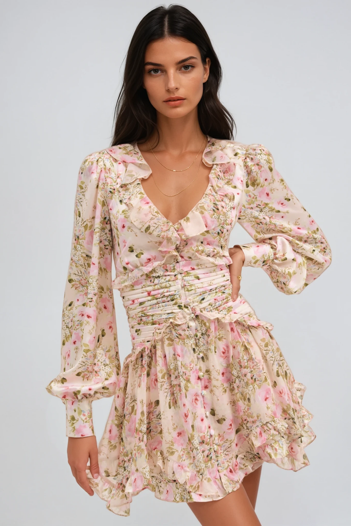Stylish beautiful dress | Dasha Floral Plunge Mini Dress - Ideal for special occasions