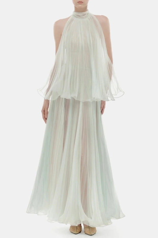 georgia Sleeveless Pleated Maxi Dress - Mint