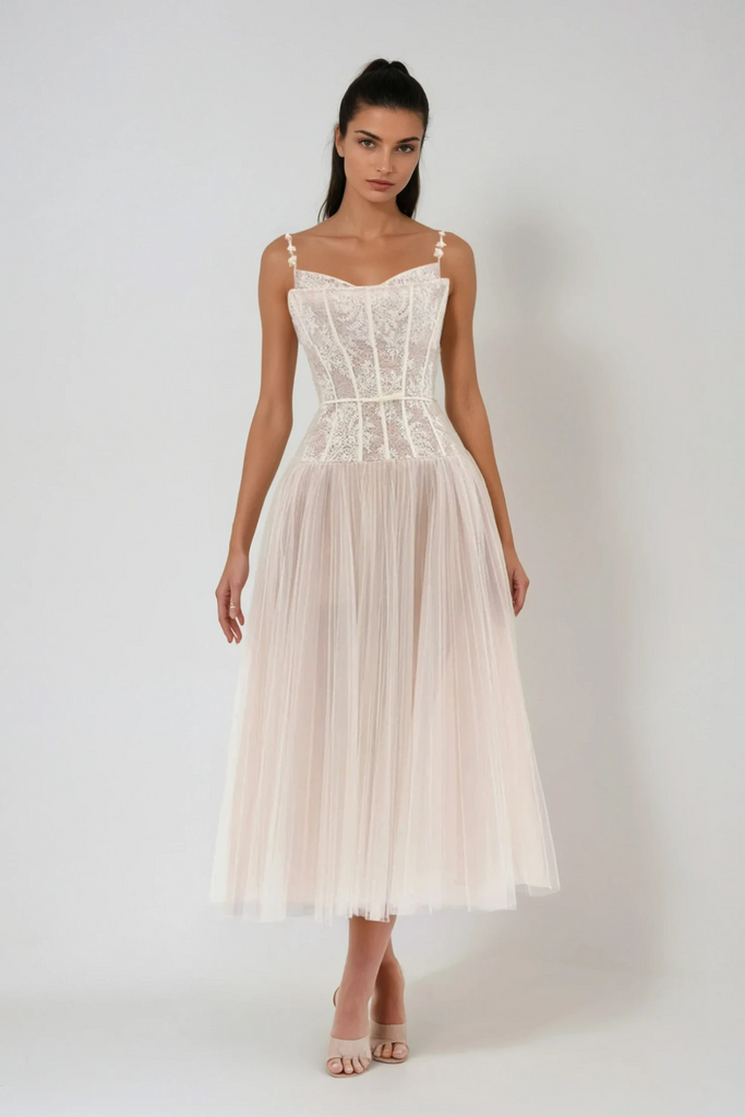 Dash Corset Mesh Ruch Maxi Dress - Stylish beautiful dress for special occasions | Buy Online