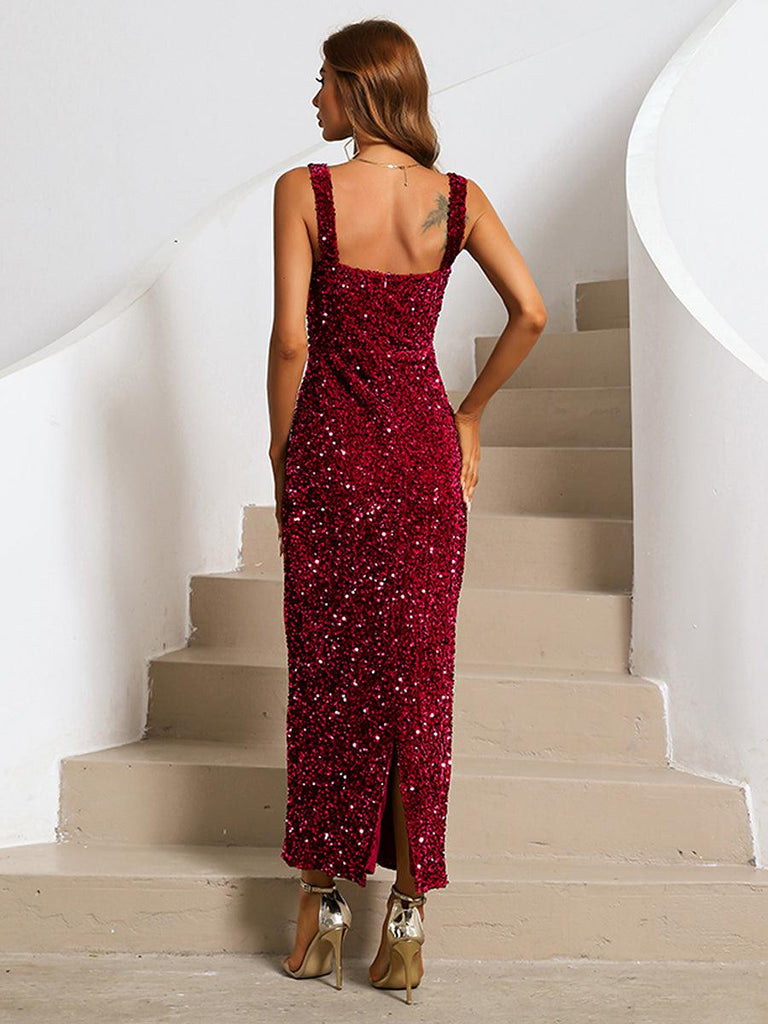 Shop  beautiful dress - Perfect for cocktail | Square Neck Sequin Cocktail Dress