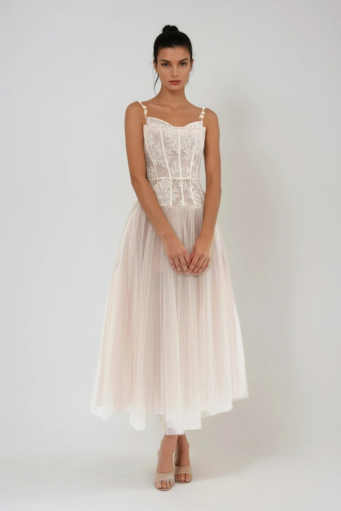 Dash Corset Mesh Ruch Maxi Dress - Stylish beautiful dress for special occasions | Buy Online