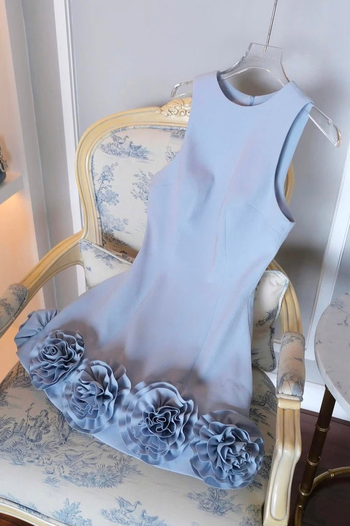 Shop  blue dress - Perfect for special occasions | Azure 3D Flower Mini Dress In Blue