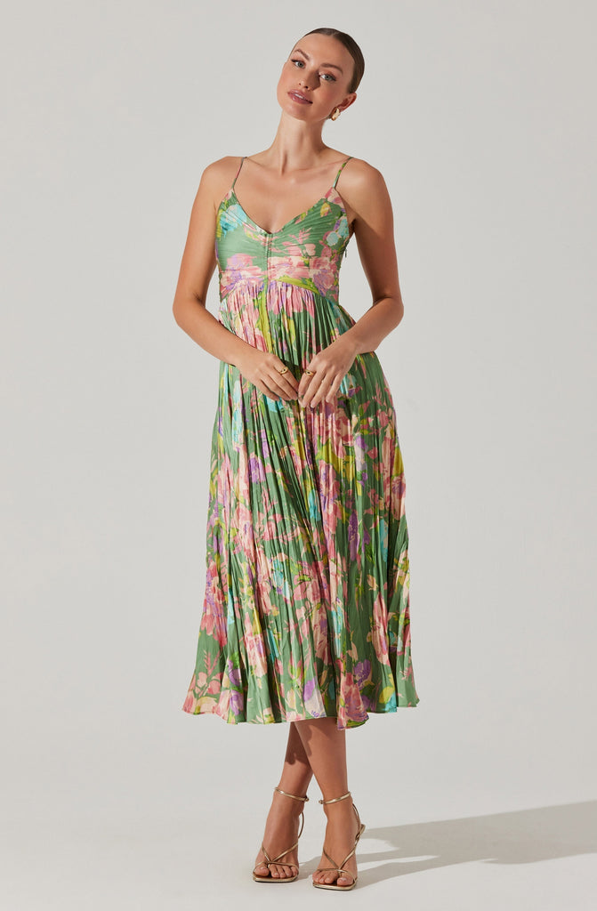 Stylish beautiful dress | Maeve Printed Pleated Midi Dress - Ideal for special occasions