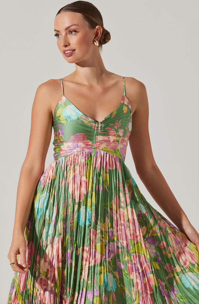 Stylish beautiful dress | Maeve Printed Pleated Midi Dress - Ideal for special occasions