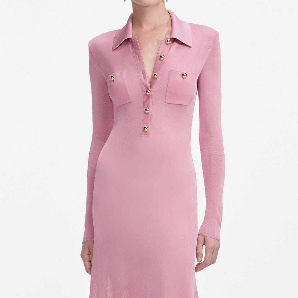 dominic Pink Viscose Knit Midi Dress - Stylish pink dress for special occasions | Buy Online