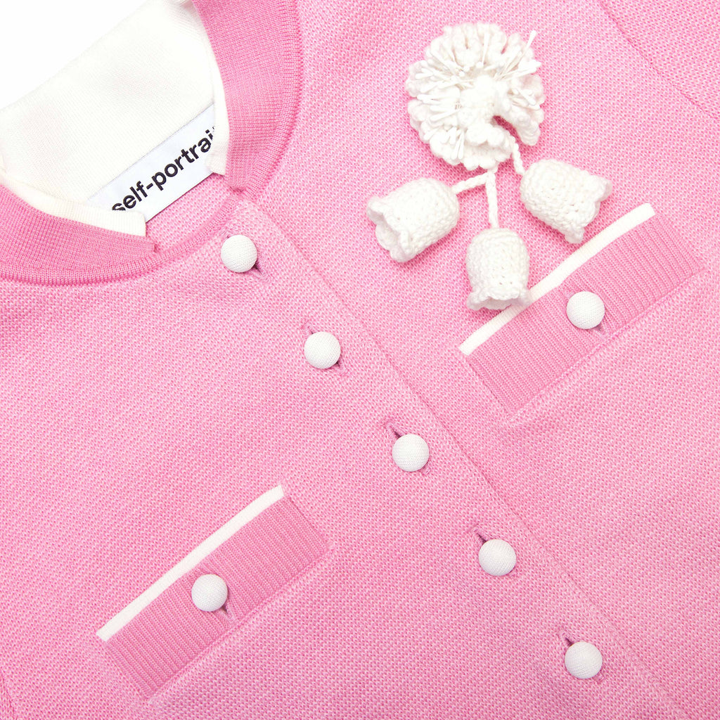 Shop  pink dress - Perfect for special occasions | Rachel Pink Crochet Flower Knit Midi Dress