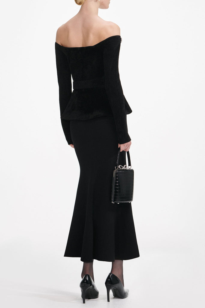 Shop  black dress - Perfect for special occasions | Quinn Black Chenille Knit Crystal Trim Midi Dress