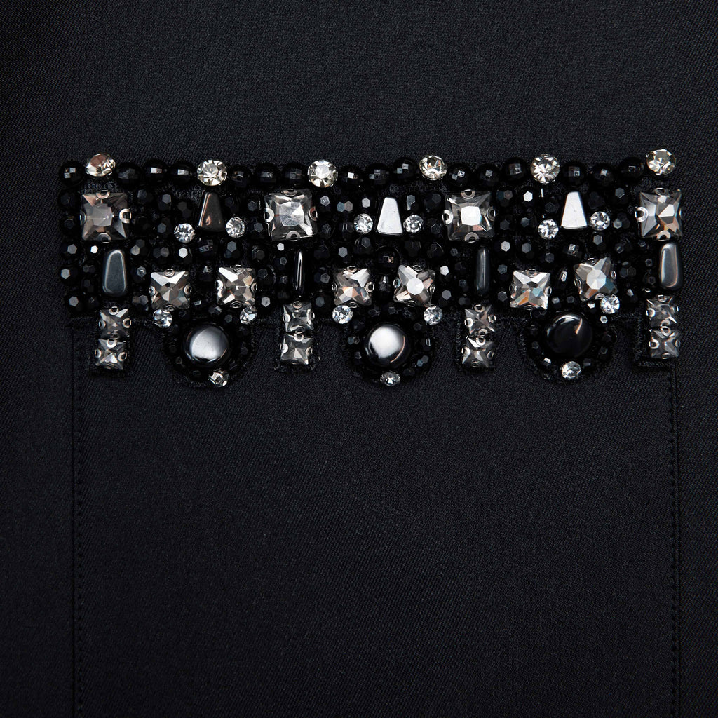 maggie Black Taffeta Embellished Trim Mini Dress - Stylish black dress for special occasions | Buy Online