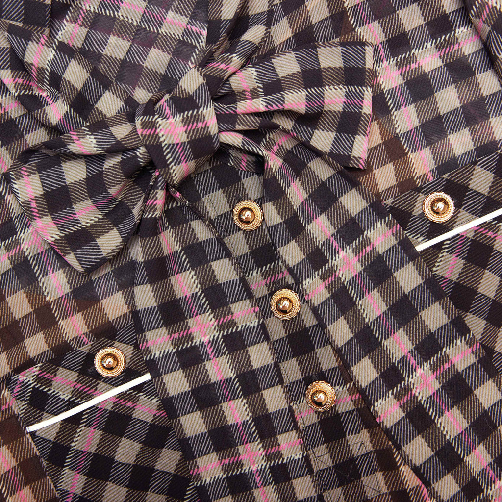 Stylish brown dress | frances Brown Check Chiffon Mini Dress - Ideal for special occasions