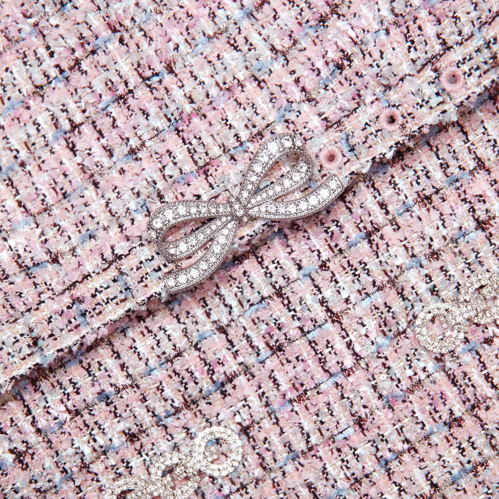 Stylish pink dress | Erlinda Pink Boucle Chiffon Mini Dress - Ideal for special occasions