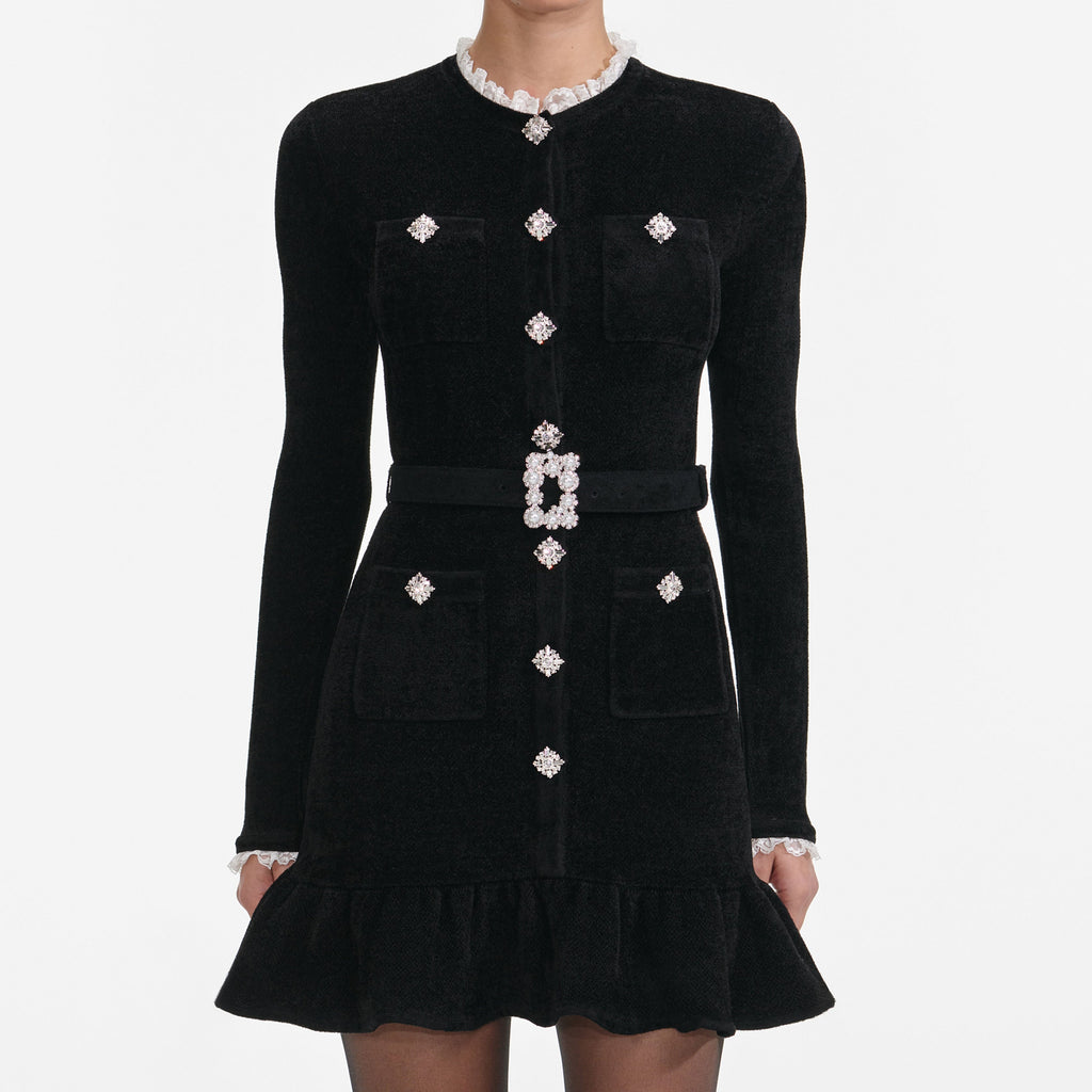 ingrid Black Chenille Knit Mini Dress - Stylish black dress for special occasions | Buy Online