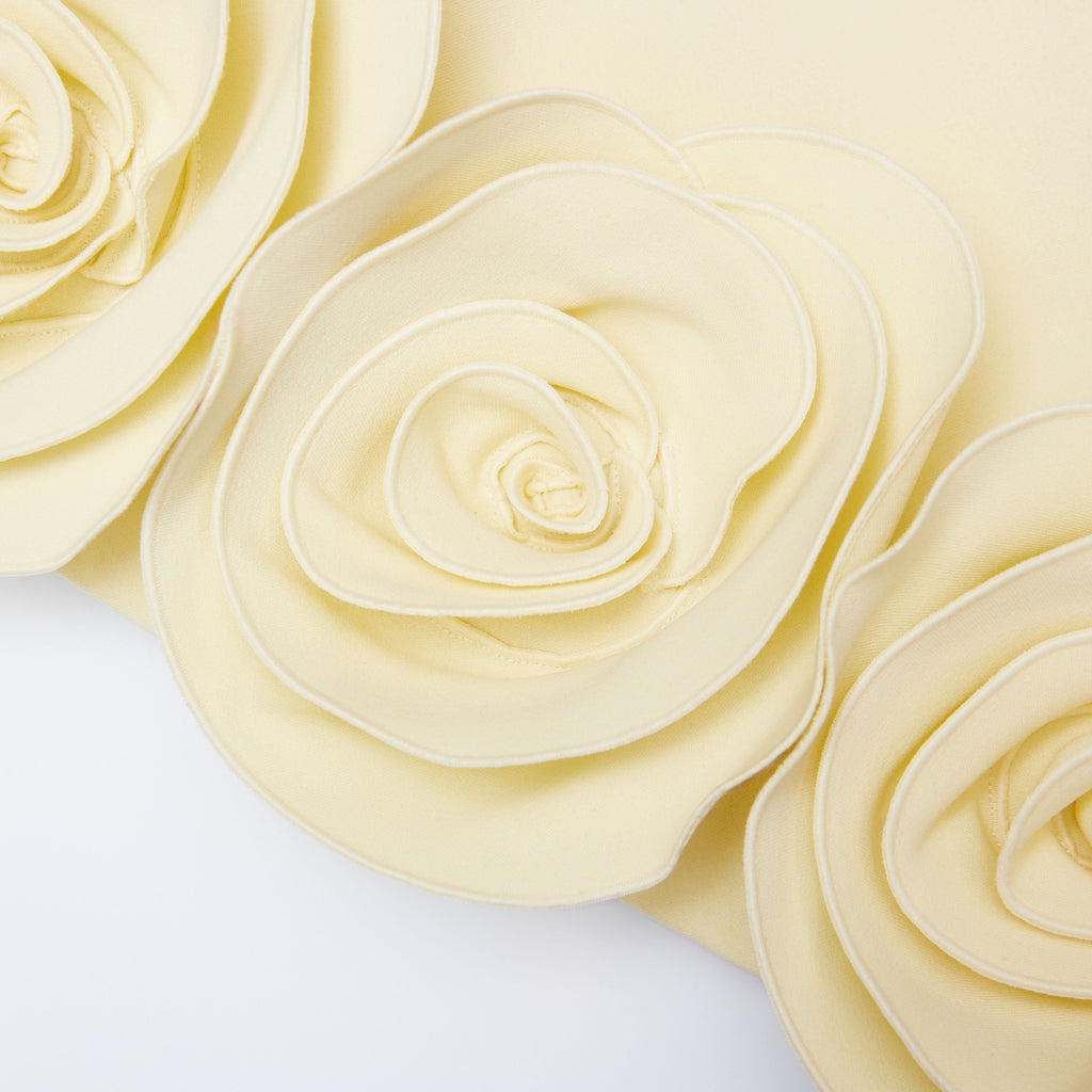 Stylish yellow dress | ophelia Yellow Crepe 3D Flower Mini Dress - Ideal for special occasions