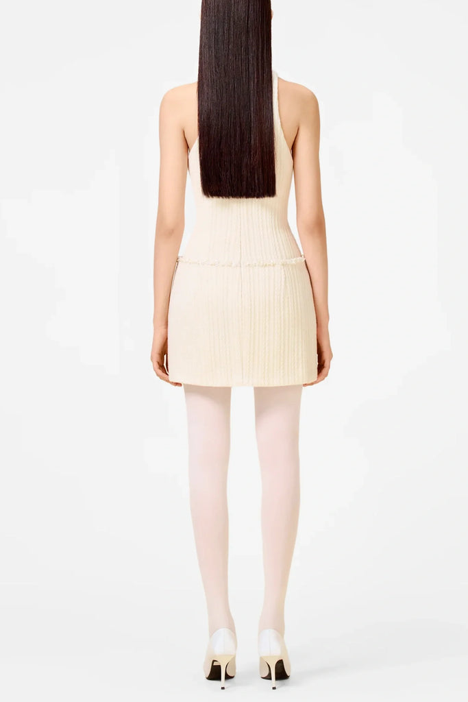 Stylish white dress | Abene Bow Beaded Embellished Knit Cape - White - Ideal for special occasions