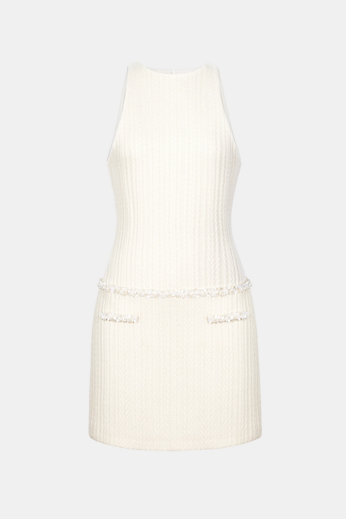 Shop  white dress - Perfect for special occasions | Abene Bow Beaded Embellished Knit Cape - White