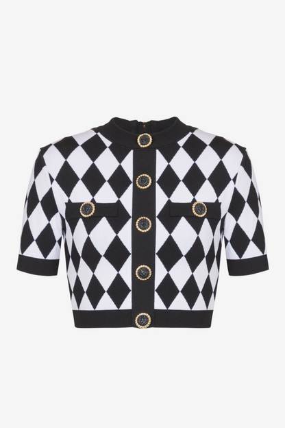 Abiga Diamond Jacquard Knit Top