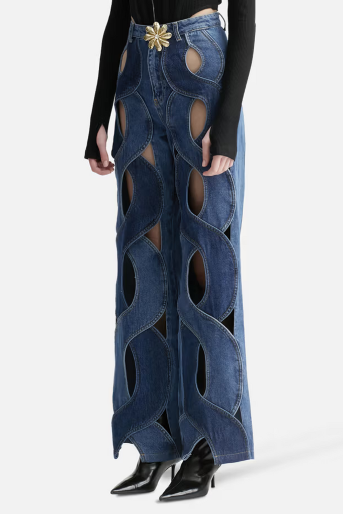 Abigail  Cutout Denim Jeans - Stylish beautiful dress for special occasions | Buy Online
