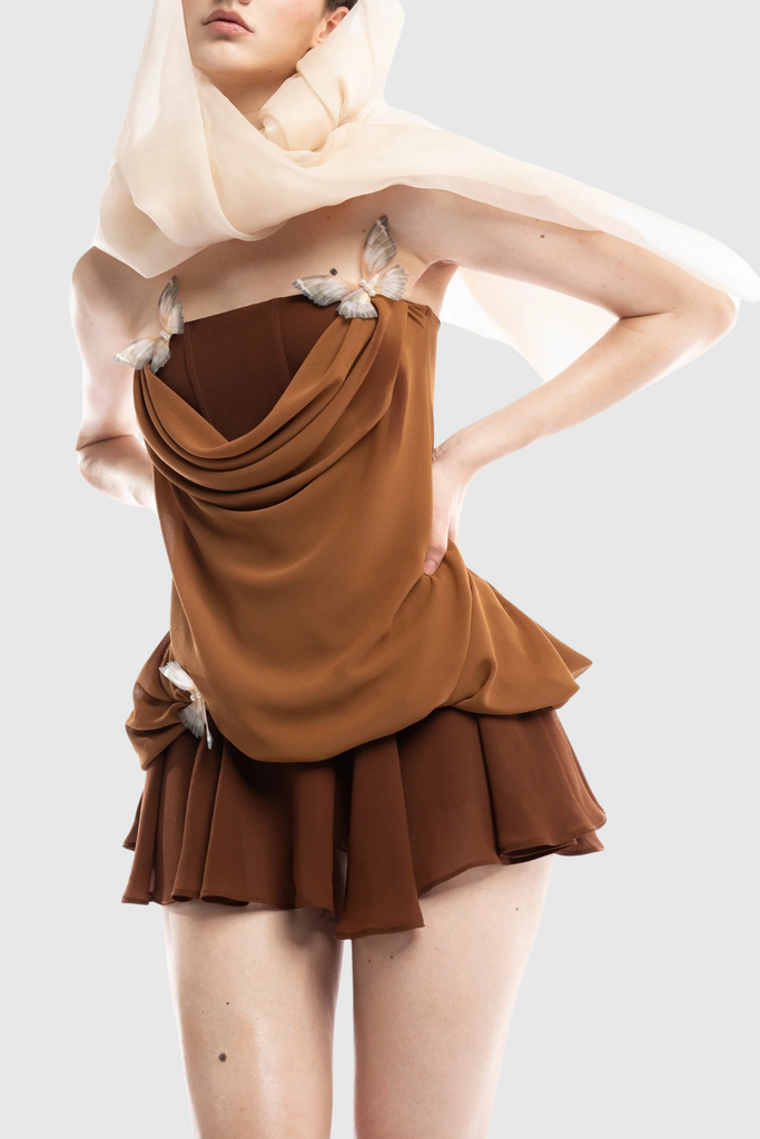 Stylish beautiful dress | Acosta Strapless Butterfly Embellished Mini Dress - Ideal for special occasions