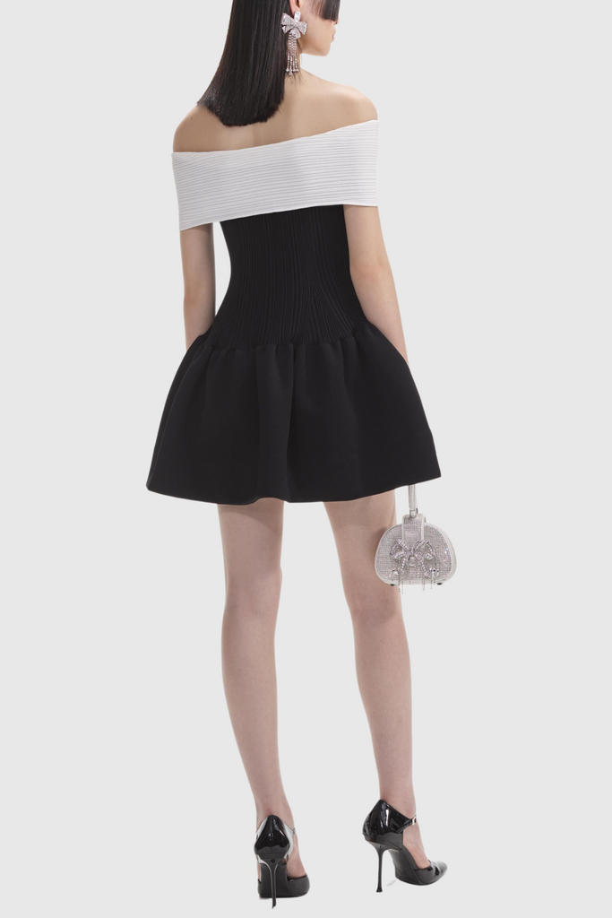 Adagio Bow Off Shoulder Knit Mini Dress - Stylish beautiful dress for special occasions | Buy Online