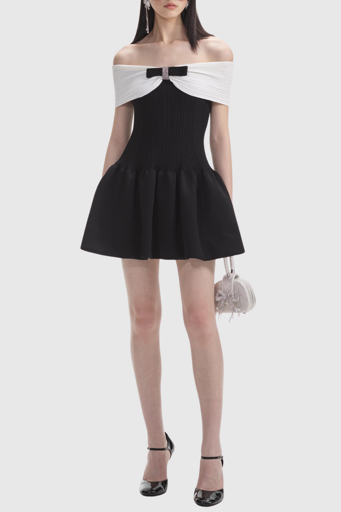 Stylish beautiful dress | Adagio Bow Off Shoulder Knit Mini Dress - Ideal for special occasions