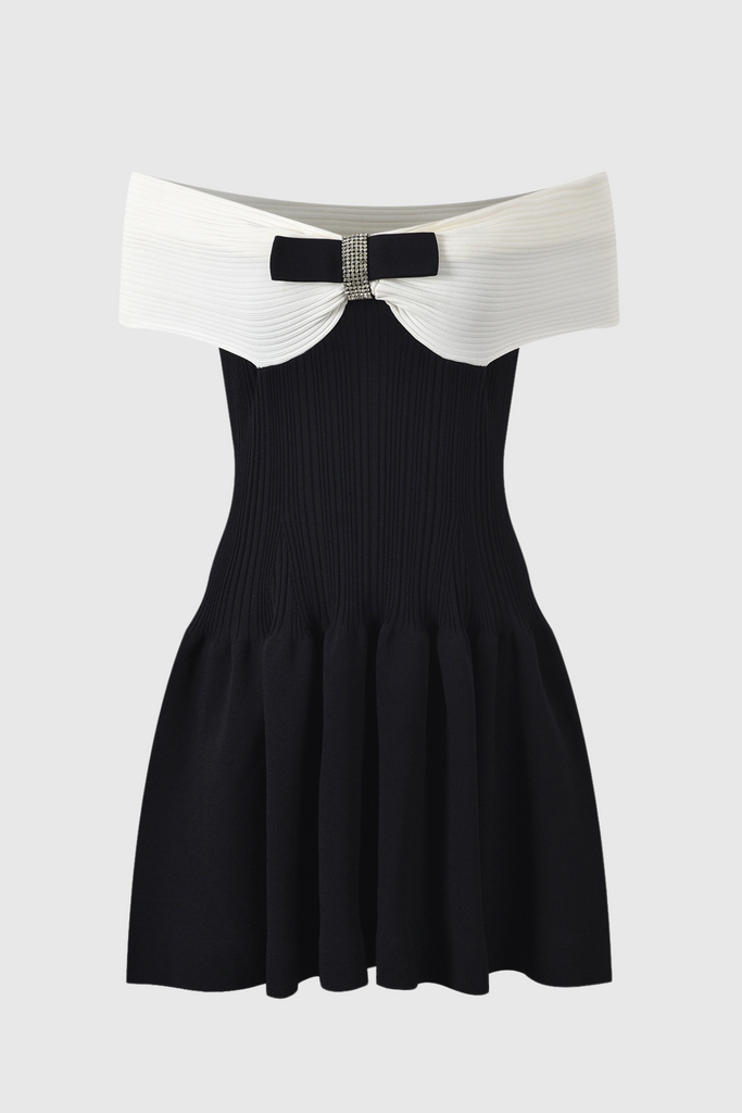 Shop  beautiful dress - Perfect for special occasions | Adagio Bow Off Shoulder Knit Mini Dress