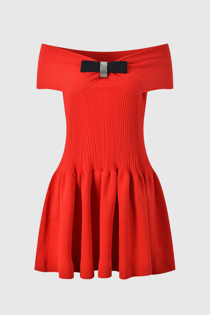 Stylish beautiful dress | Adagio Bow Off Shoulder Knit Mini Dress - Ideal for special occasions