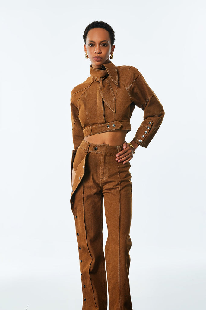 Shop  beautiful dress - Perfect for special occasions | Adia Lace Up Buckle Denim Pants Set