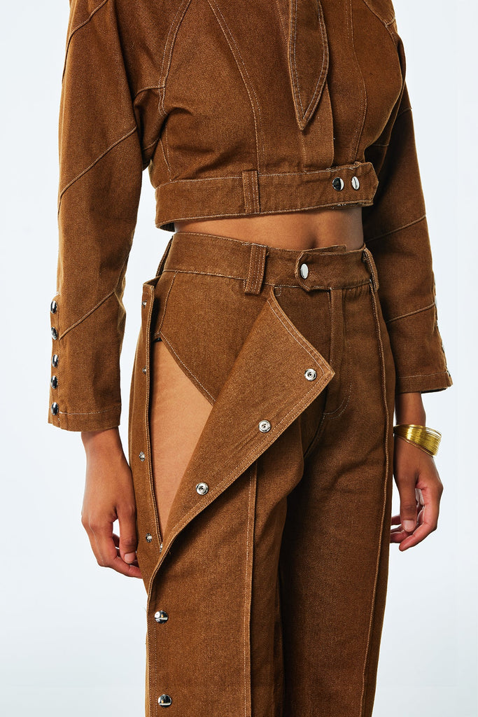 Shop  beautiful dress - Perfect for special occasions | Adia Lace Up Buckle Denim Pants Set