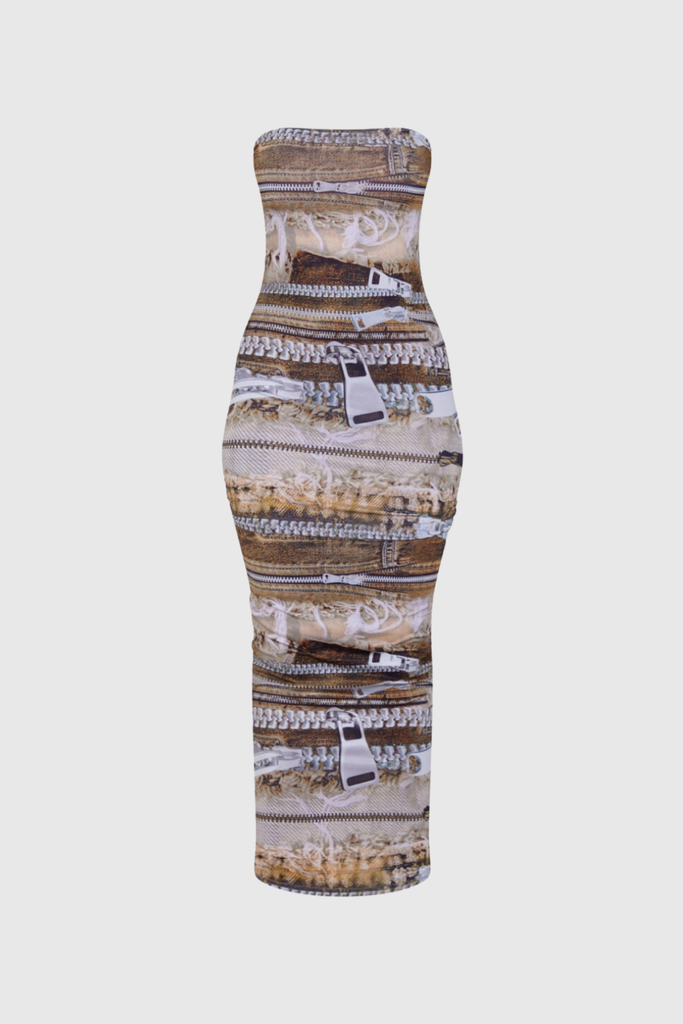 Shop  beautiful dress - Perfect for special occasions | Adino Print Strapless Bodycon Maxi Dress