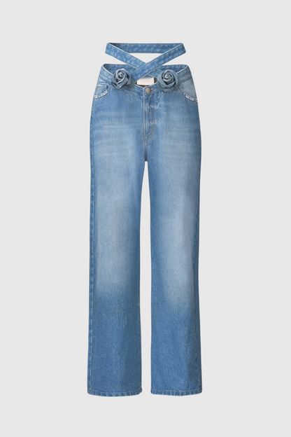 Adrienne Floral Cross Jeans