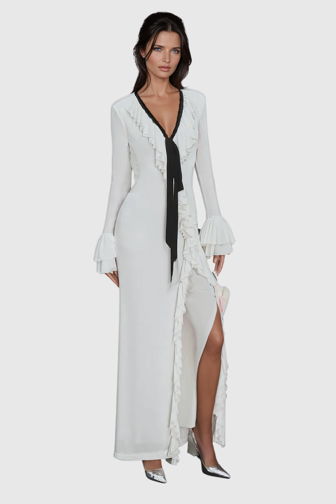 Stylish beautiful dress | Aesara Ruffle Lace Up Maxi Dress - Ideal for special occasions