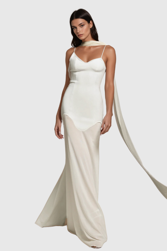 Stylish beautiful dress | Afzal Halter Neck Mesh Bandage Maxi Dress - Ideal for special occasions