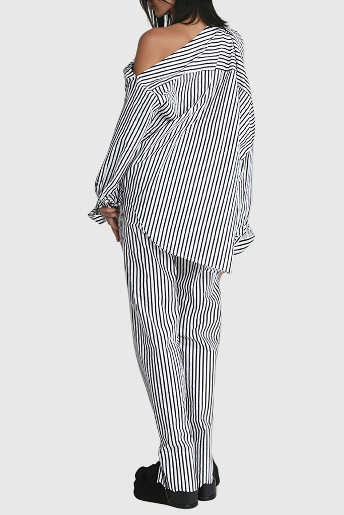 Agostino One Shouder Cutout Stripe Pants Set - Stylish beautiful dress for special occasions | Buy Online