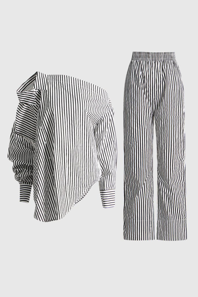 Shop  beautiful dress - Perfect for special occasions | Agostino One Shouder Cutout Stripe Pants Set