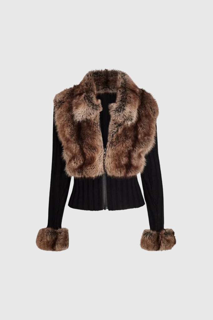 Agrafena Faux Fur Knit Top - Stylish beautiful dress for special occasions | Buy Online