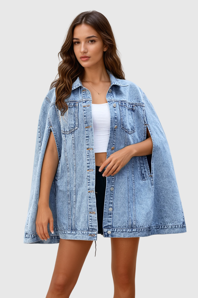 Shop  beautiful dress - Perfect for special occasions | Agrippa Asymmetric Shawl Denim Jacket