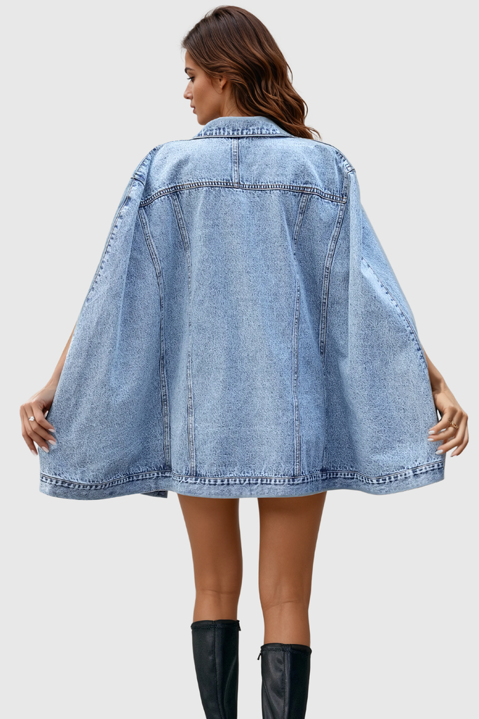 Shop  beautiful dress - Perfect for special occasions | Agrippa Asymmetric Shawl Denim Jacket