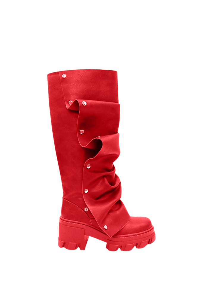 Stylish beautiful dress | Agron Studded Ruch Leather Boots - Ideal for special occasions