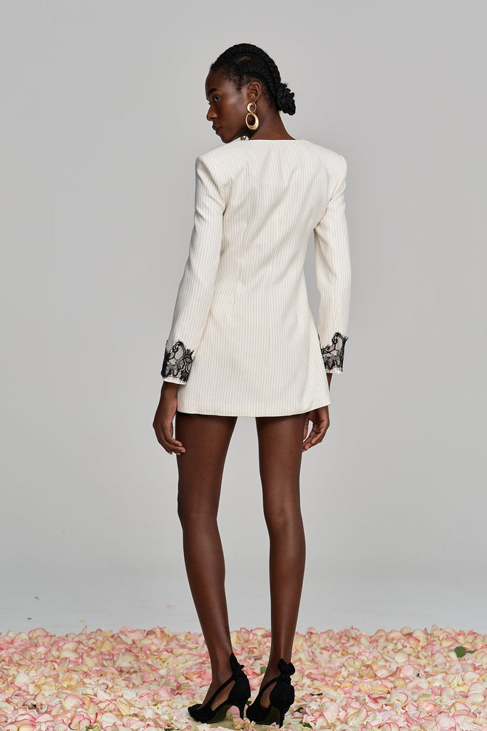 Shop  beautiful dress - Perfect for special occasions | Ahti Lace Plunge Stripe Skirt Set