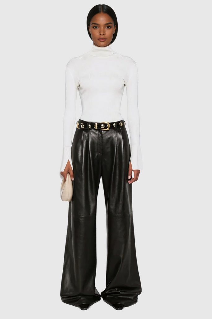 Aiattaua Leather Wide Pants - Stylish beautiful dress for special occasions | Buy Online